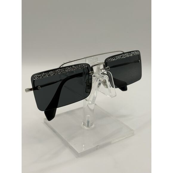 Miu Miu SMU69T Rhinestone Shield Sunglasses Silver Gray 58-18-140 main image 15